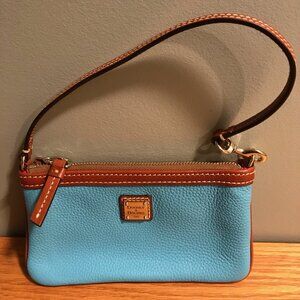 Dooney & Bourke Pebble Grain Large Slim Wristlet Sky Blue